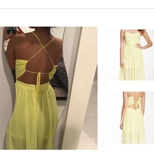 NEW BCBGeneration BCBG Lemon ice yellow sunshine romper maxi dress jumpsuit sz 6